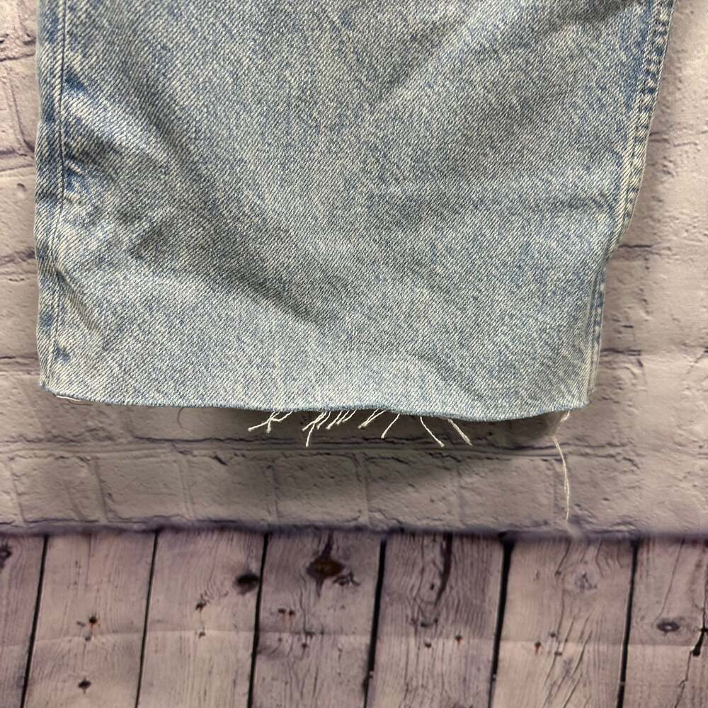 Zara TRF Mid-Rise Raw Hem Wide Leg Jeans Light Blue - Picture 2 of 6